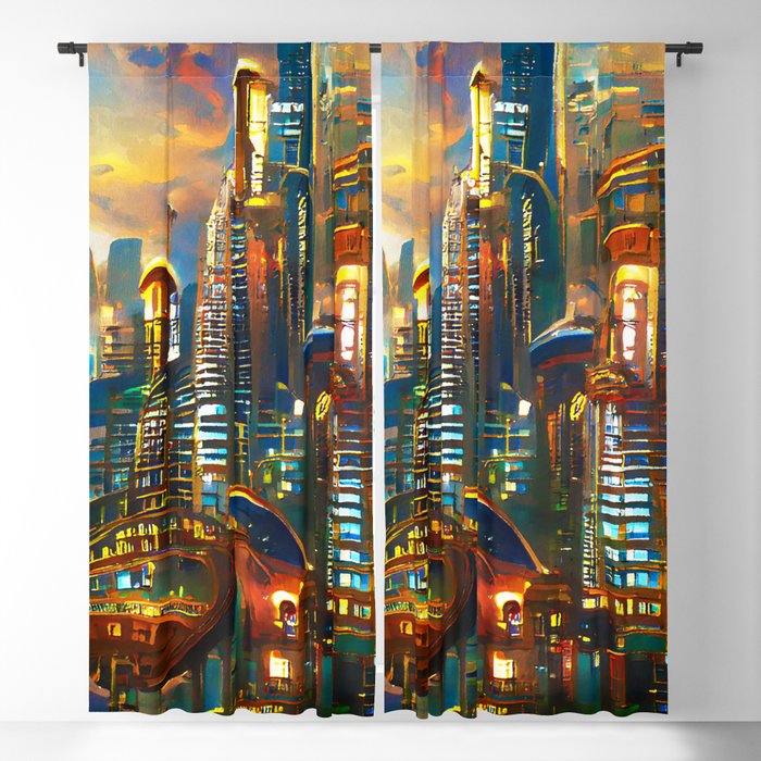 Skyline from the Future Blackout Curtain