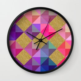 Colorfur squares pattern Wall Clock