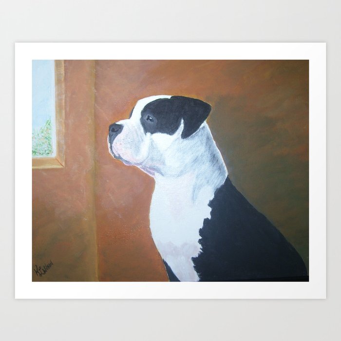 pit bull on watch Art Print