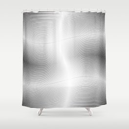 Abstract Geometric Stripe Pattern. Linear pattern in black color. Vintage curves. Wave lines.  Shower Curtain