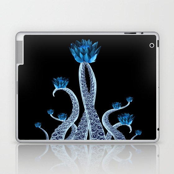 Octopus with Blue Lotus Flower Floral Print Laptop & iPad Skin