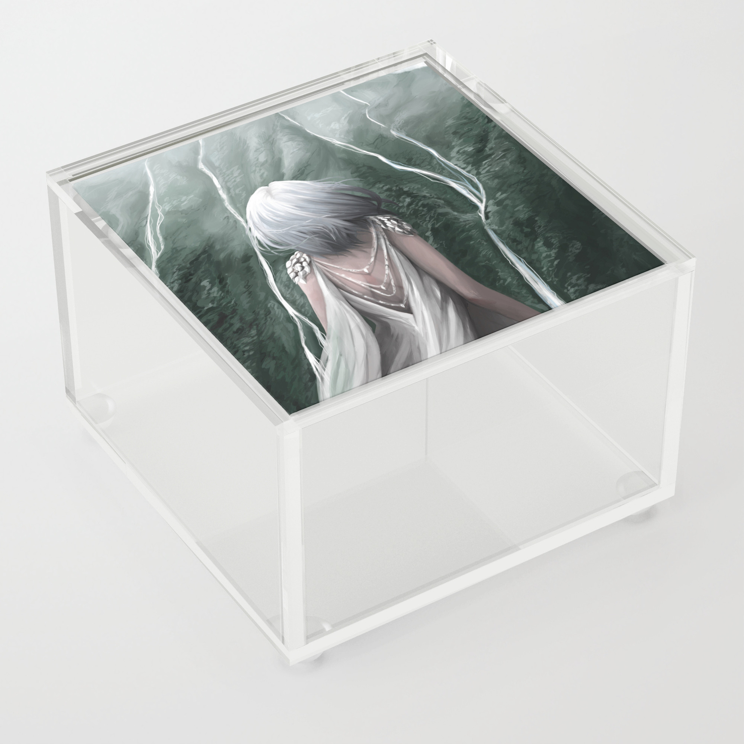 Girl Standing By A Mountain Digital Art Painting Acrylic Box By