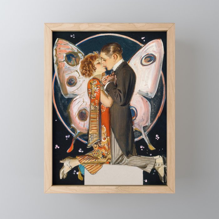 Romantic Butterfly Couple by J. C. Leyendecker Art Deco / Art Nouveau  Framed Mini Art Print