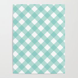  Green Pastel Farmhouse Style Gingham Check Poster