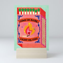 Come on Baby Light my Fire Vintage Matchbox Green Palette Mini Art Print