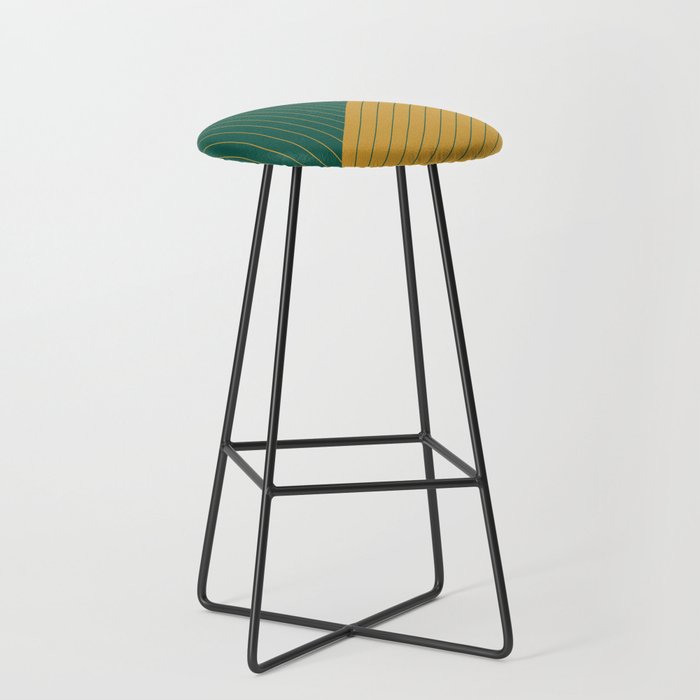 Elegant Pinstripes and Triangles Teal Green Yellow Gold Bar Stool