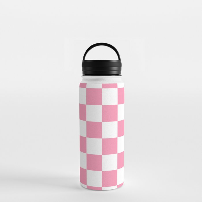 Pink Checkers Water Bottle