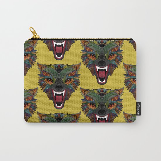 wolf fight flight ochre Carry-All Pouch