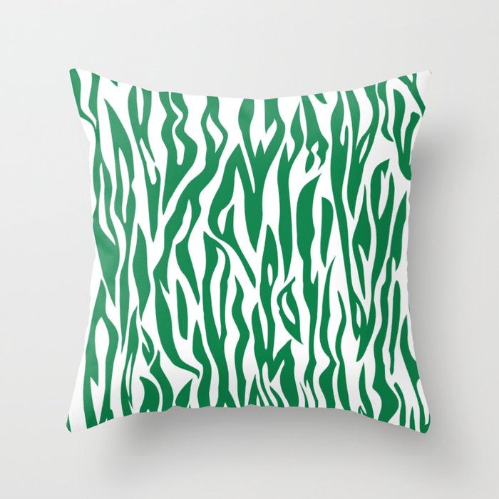 zebra stripes green and white Throw Pillow