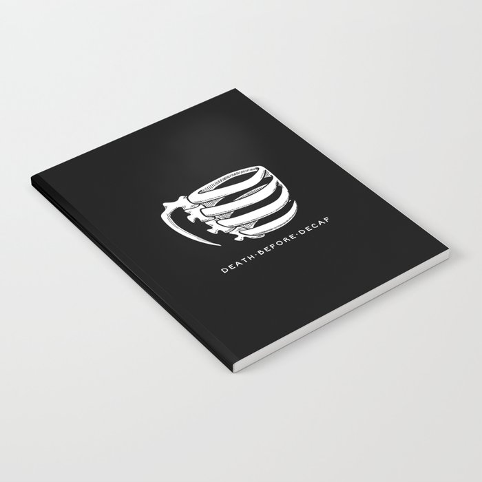 Skeleton-mug (Death before Decaf) Black Notebook