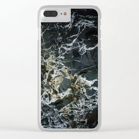 BLACK MARBLE Clear iPhone Case