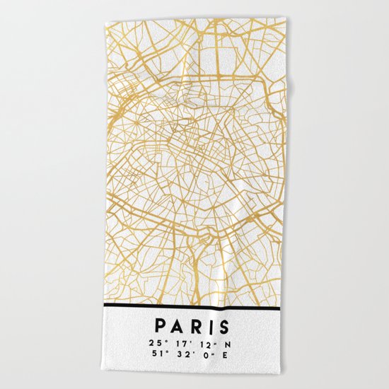 PARIS FRANCE CITY STREET MAP ART Beach Towel