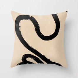 No43 Swirl - Abstract line art in black Throw Pillow