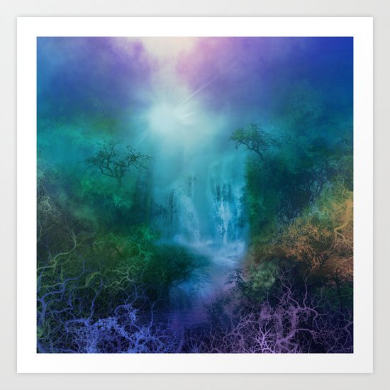 purple forest landscape Art Print