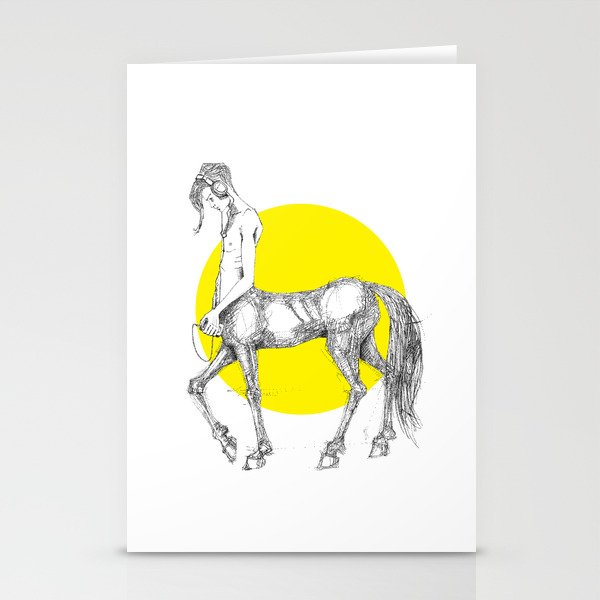 Young centaur with headphones and mp3 player Stationery Cards