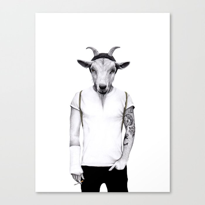 Hipster goat Canvas Print