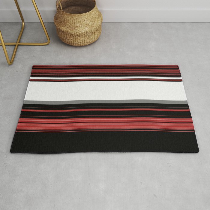 Red Black And White With Gray Stripes Rug By Jessielee72 Society6