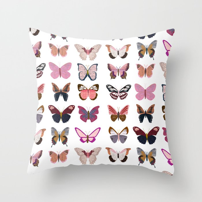 Pink Butterflies Throw Pillow