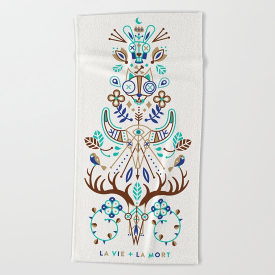La Vie & La Mort – Turquoise and Brown Beach Towel