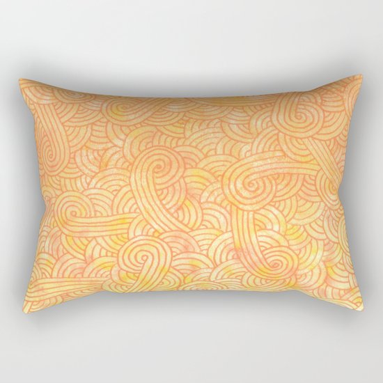 Ombre yellow and orange swirls doodles Rectangular Pillow