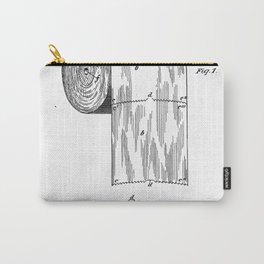 Toilet Paper Patent - Bathroom Art - Black And White Carry-All Pouch