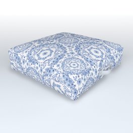 Blue Rhapsody Toile Floral Outdoor Floor Cushion | Oldfashioned, Designconfections, Other, Floral, Classic, Watercolordesign, Toile, Flowers, Watercolor, Textiledesign 