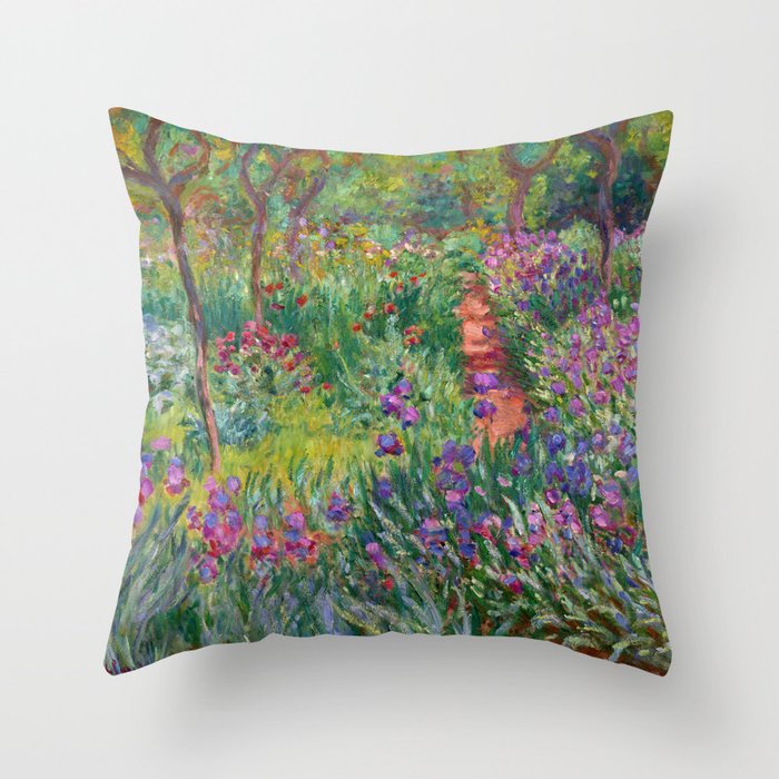 Claude Monet The Iris Garden at Giverny 1900 Throw Pillow
