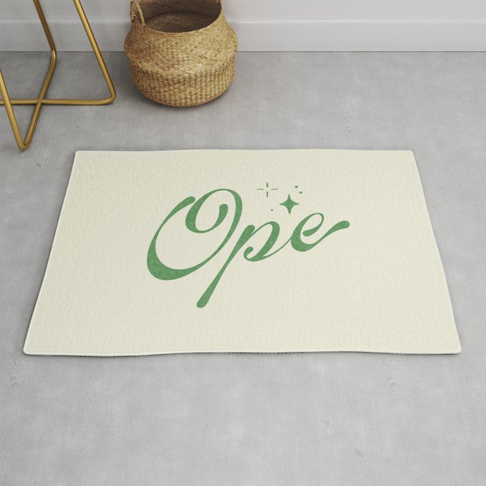 'Ope!' Risograph in Green Rug
