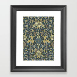 Neutral Floral in Muted Blue-Gray & Cream Framed Art Print