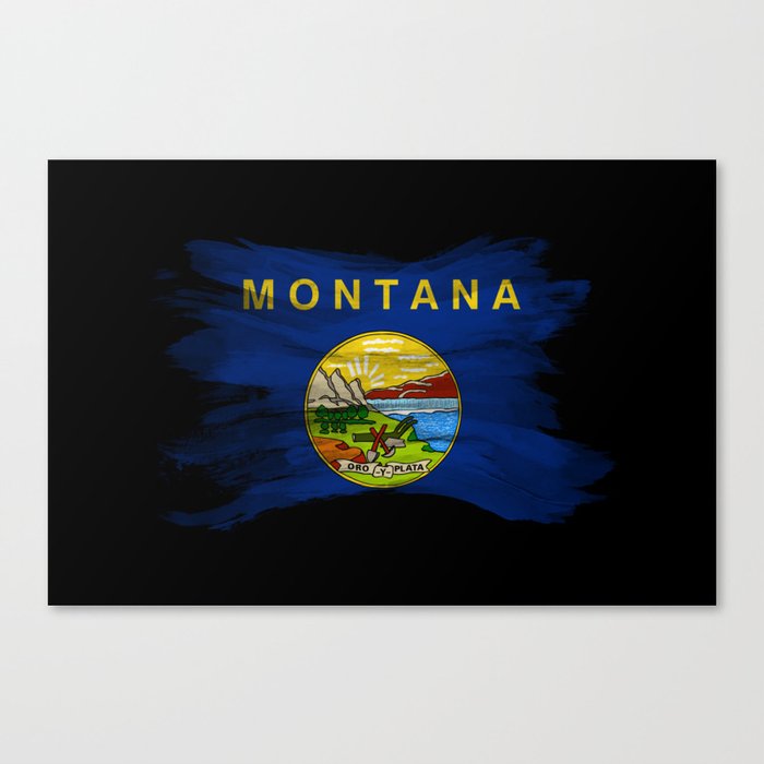 Montana state flag brush stroke, Montana flag background Canvas Print