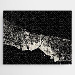 Istanbul, Turkey - Black and White City Map - Aesthetic Jigsaw Puzzle