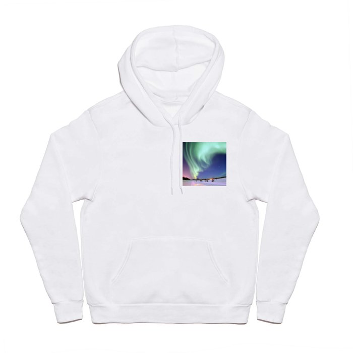 Aurora Borealis, Northern Lights shining at twilight above Bear Lake, Alaska color photograph / photography Hoody