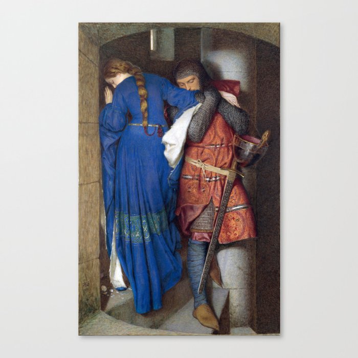 Hellelil and Hildebrand, the Meeting on the Turret Stairs" by Frederic William Burton. Canvas Print