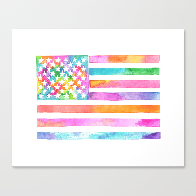 American Flag Watercolor Painting Canvas Print By Mlejay Society6