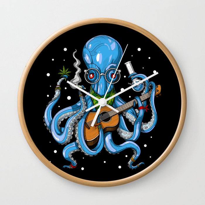 Hippie Octopus Smoking Weed Wall Clock