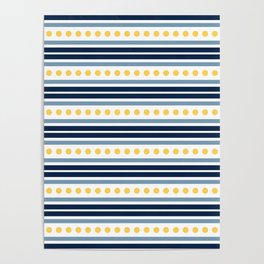 Blue stripes and yellow dots Poster