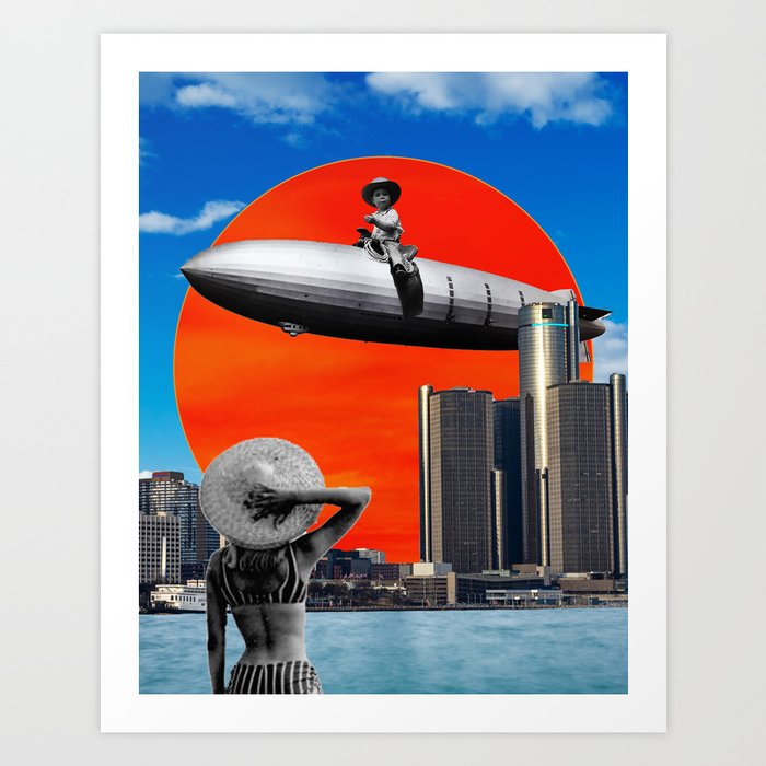 Get Down From There Young Man - Art Print - Surreal Digital Collage Art Print