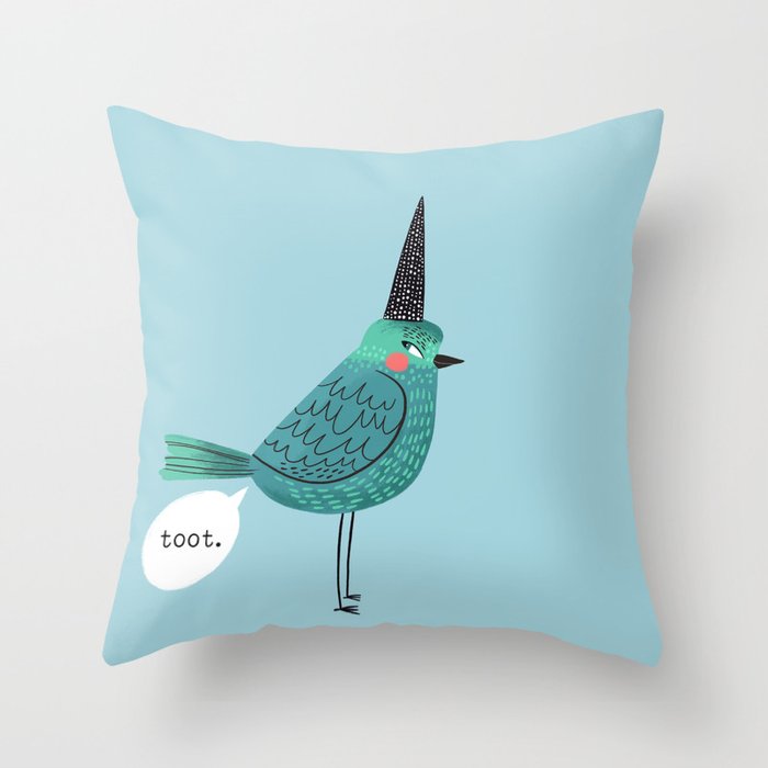 Birds With Attitude: Toot Throw Pillow