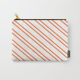 [ Thumbnail: White, Tan, and Red Colored Stripes/Lines Pattern Carry-All Pouch ]