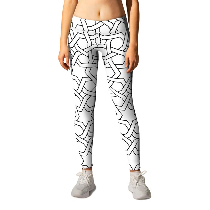 Dodecarhombitrihexagonal Knot - Black and White Leggings