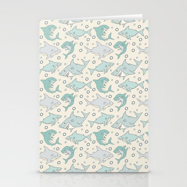 Swimming with Sharks Cream Stationery Cards
