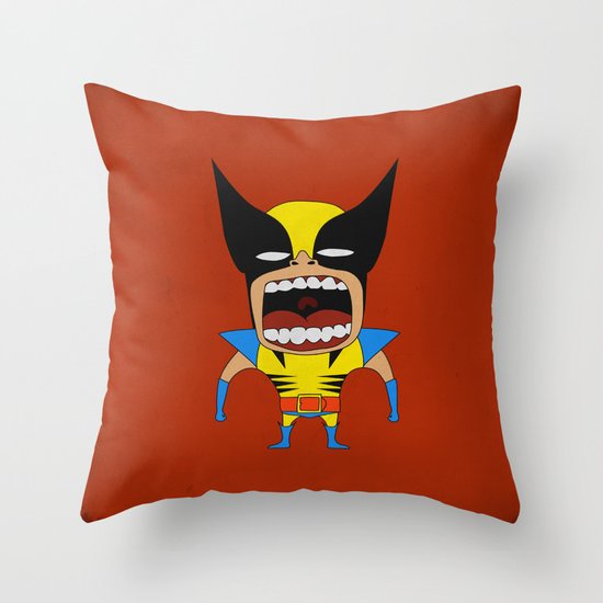 Screaming Wolverine Throw Pillow