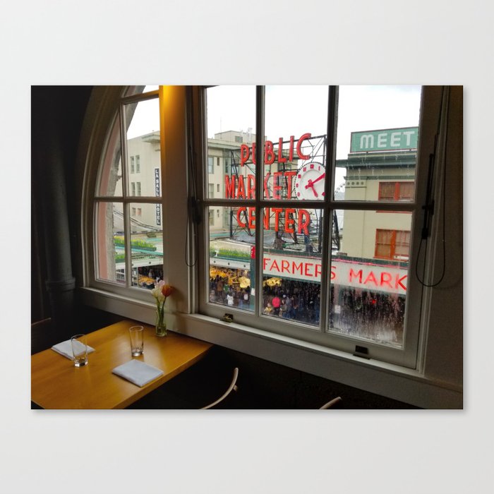 Dinner View of Pike Place Market Canvas Print