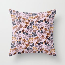 Rustic Fall Blooms on Lavender Throw Pillow