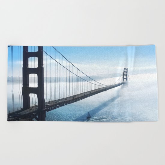 golden gate bridge river Beach Towel