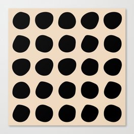 Irregular Polka Dots black and cream Canvas Print