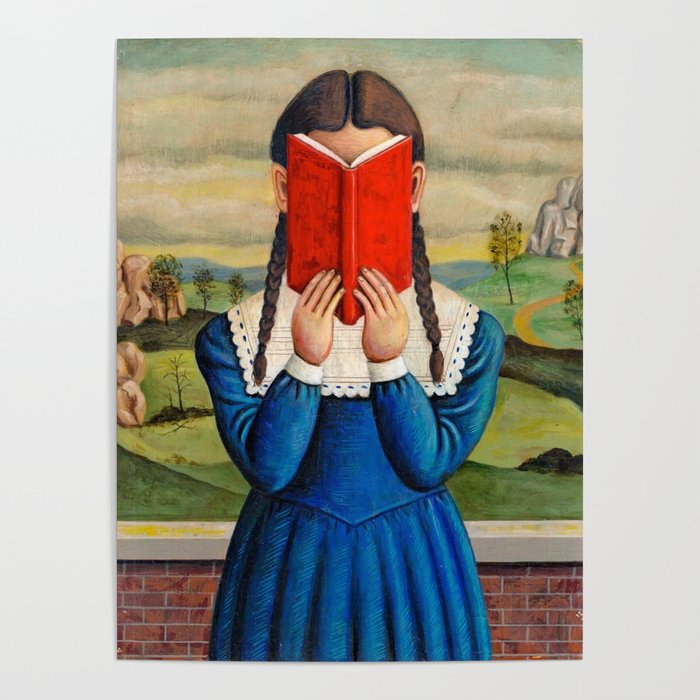 Into Her Book young female portrait painting by Brenda Beerhorst Poster