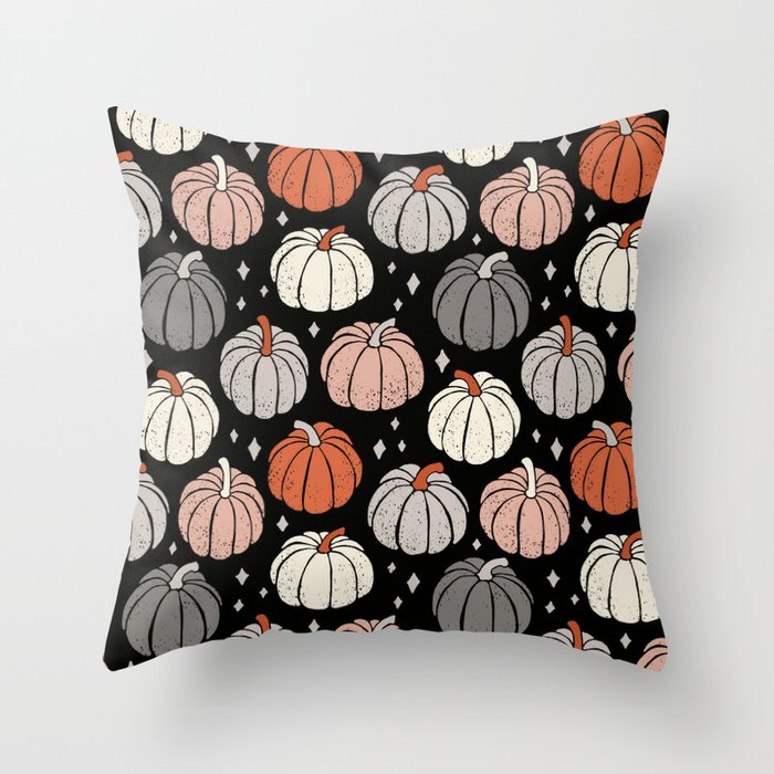 Peachy Pumpkin - Black, Gray, Orange and Pink Palette Throw Pillow
