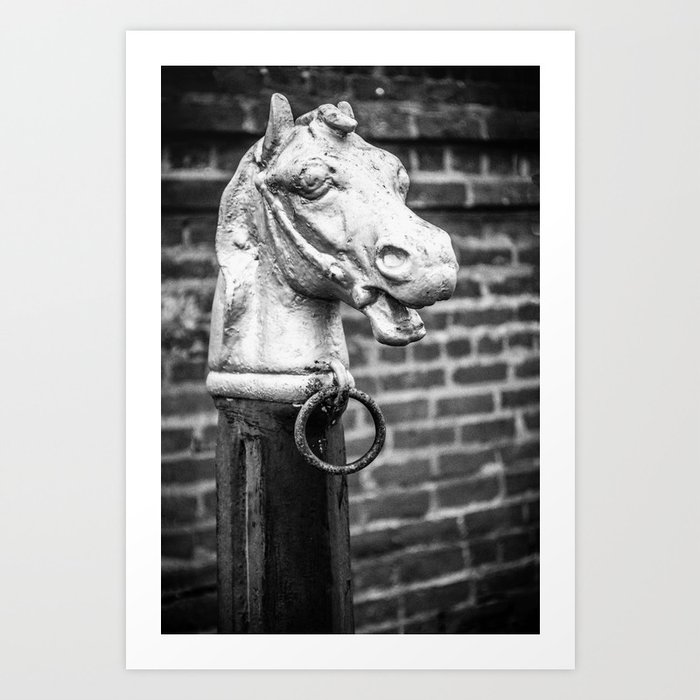 Hitching Post in Black and White Hitchin' Post Art Print