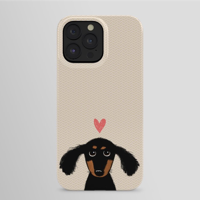 Dachshund Love | Cute Longhaired Black and Tan Wiener Dog iPhone Case